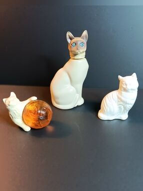 Vintage Avon Cat Themed Cologne Bottles Sold As Set Or Individually.